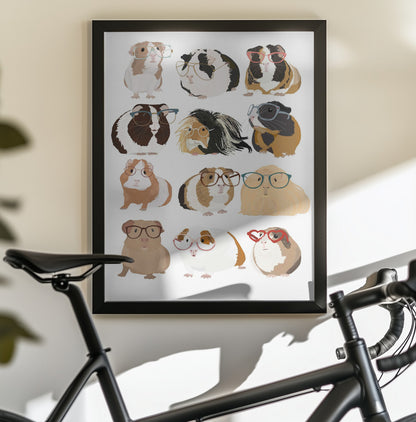 Guinea Pig in Glasses - Poster / Art Print - interiör