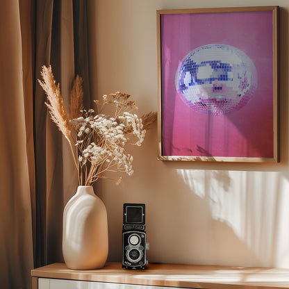 Pink Disco Ball - Poster / Art Print - interiör