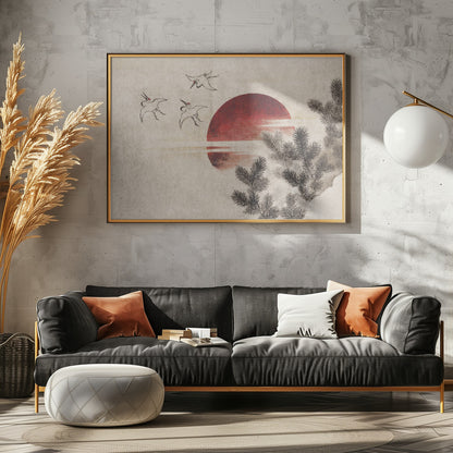 Birds and Sunset, From Album of Sketches (1814) Full - Poster / Art Print - interiör