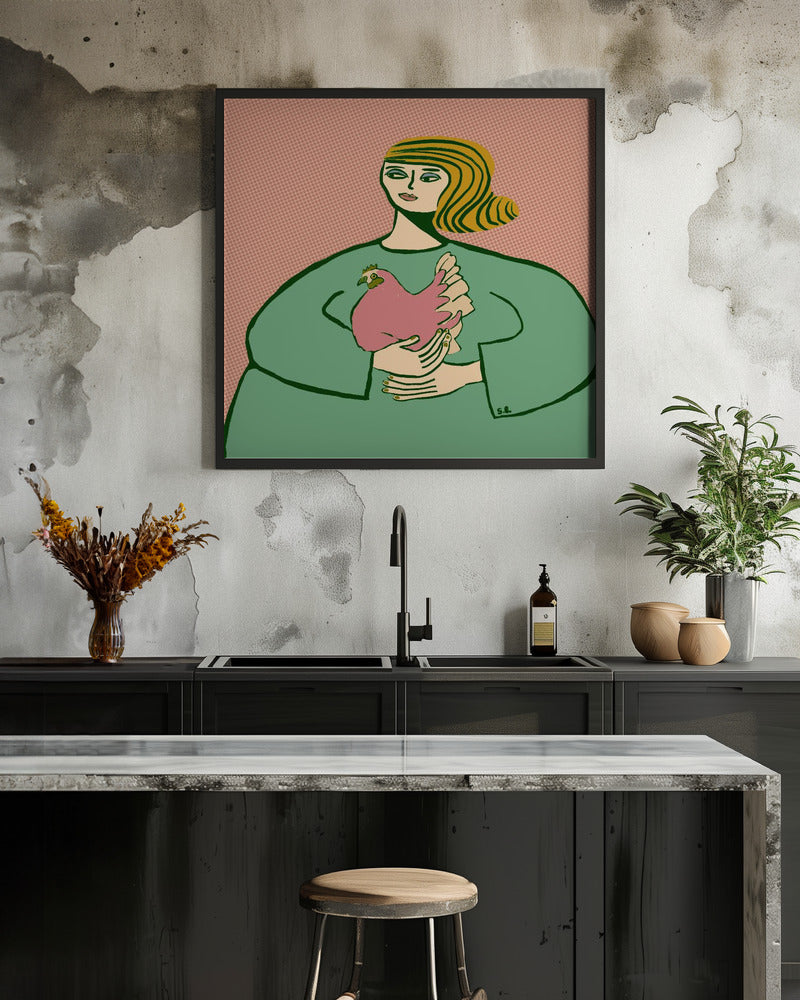 Chicken lady - Poster / Art Print - interiör