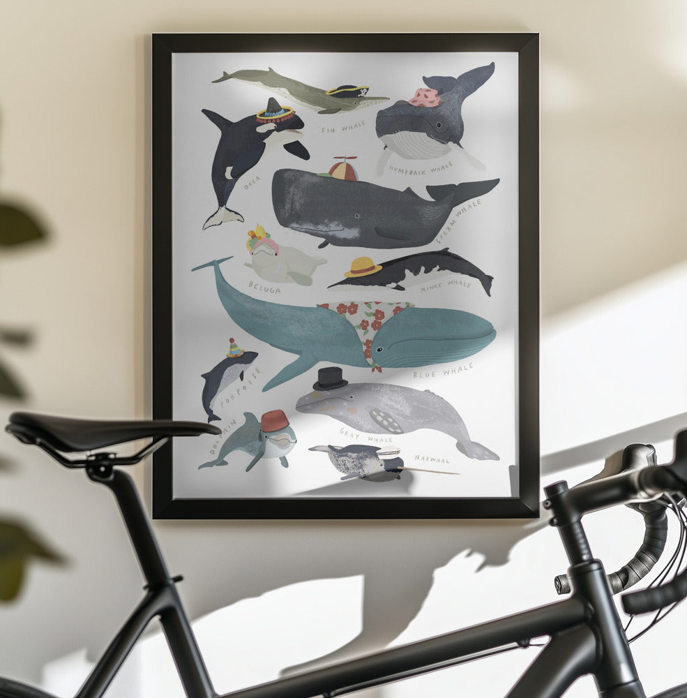 Whales In Hats - Poster / Art Print - interiör