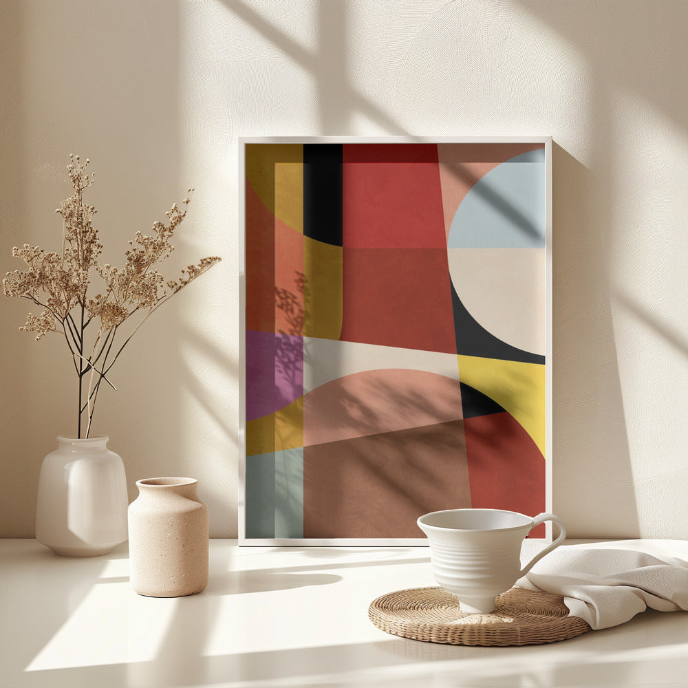 Warm Colors Bauhaus Geometry2 - Poster / Art Print - interiör