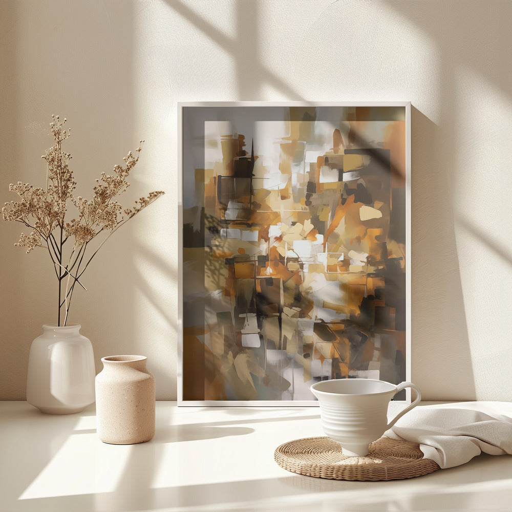 Abstract Patchwork In Earth Tones - Poster / Art Print - interiör