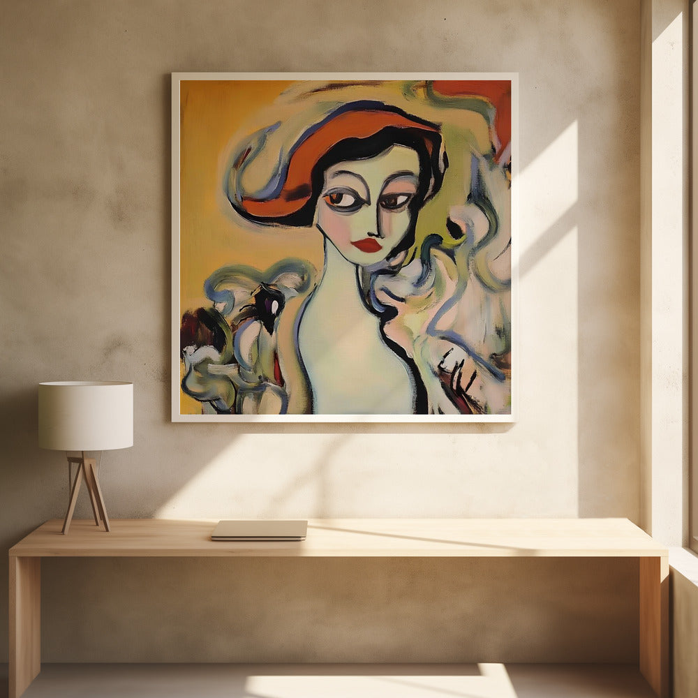Woman With a Hat - Poster / Art Print - interiör