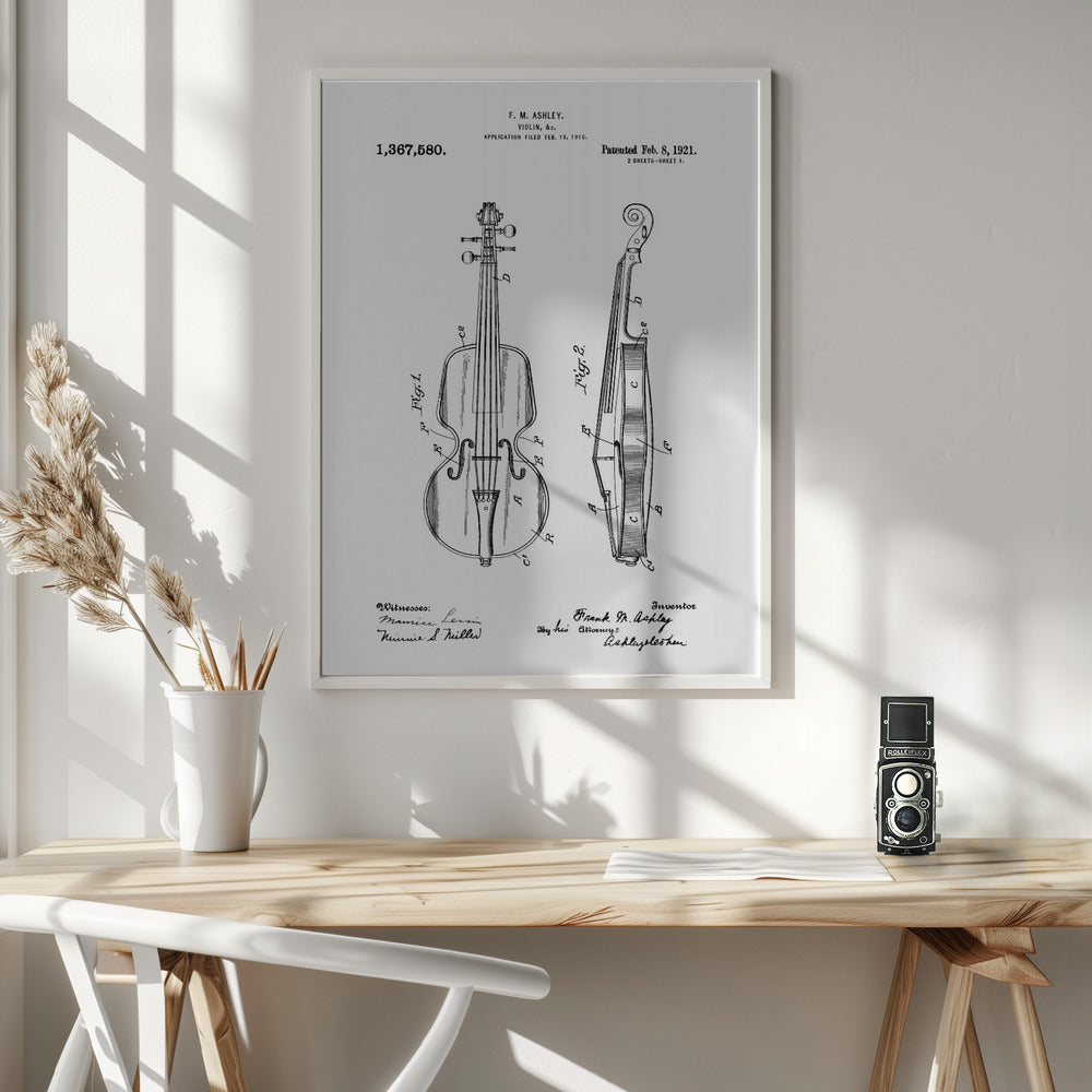 Violin Patent 1921 - Poster / Art Print - interiör