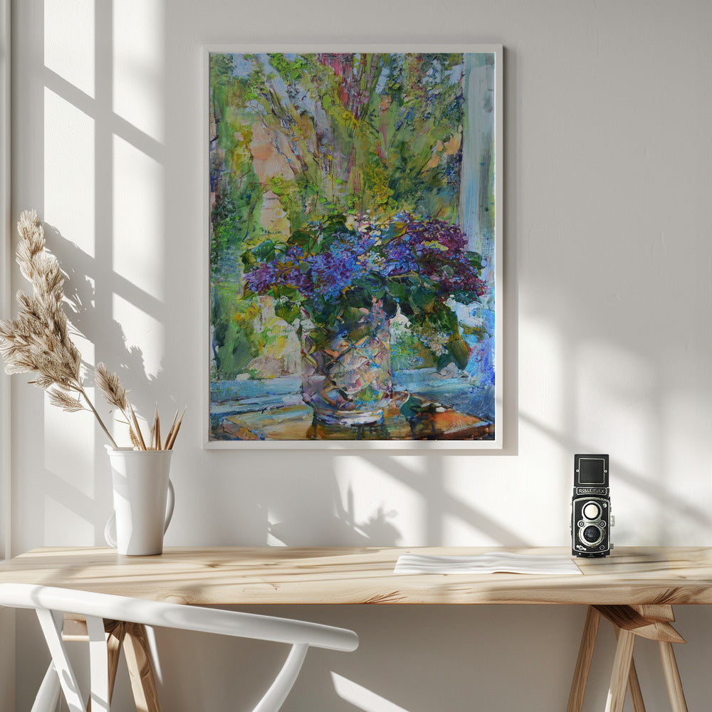 Blå blomster - Poster / Art Print - interiör