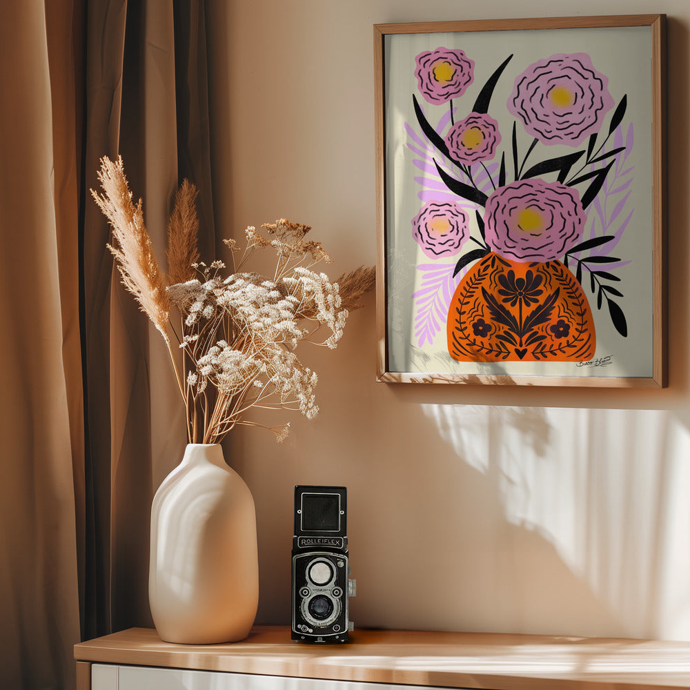 Pink Maxi Flower Vase - Poster / Art Print - interiör