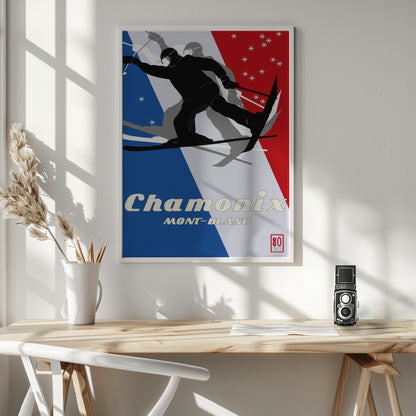 Winter Tourism: Vintage Mont Blanc Camonix - Poster / Art Print - interiör