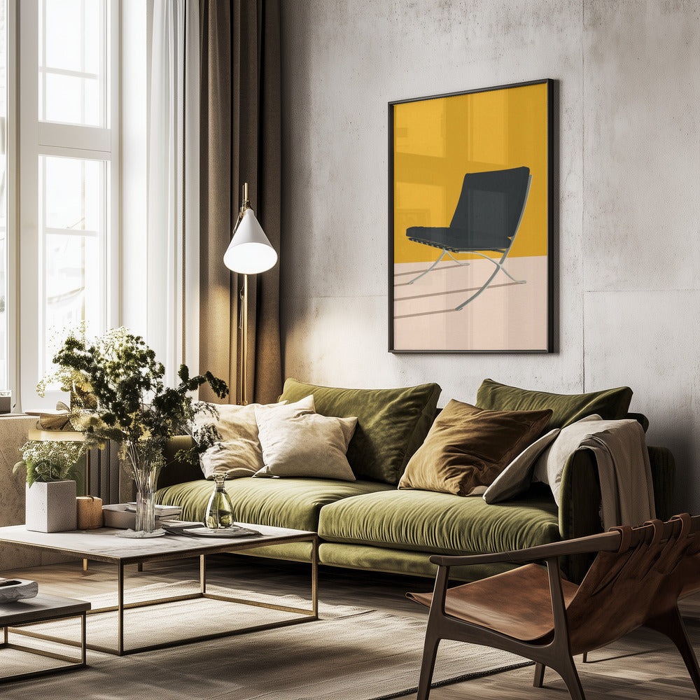 Barcelona Chair By Mies Van Der Rohe - Poster / Art Print - interiör