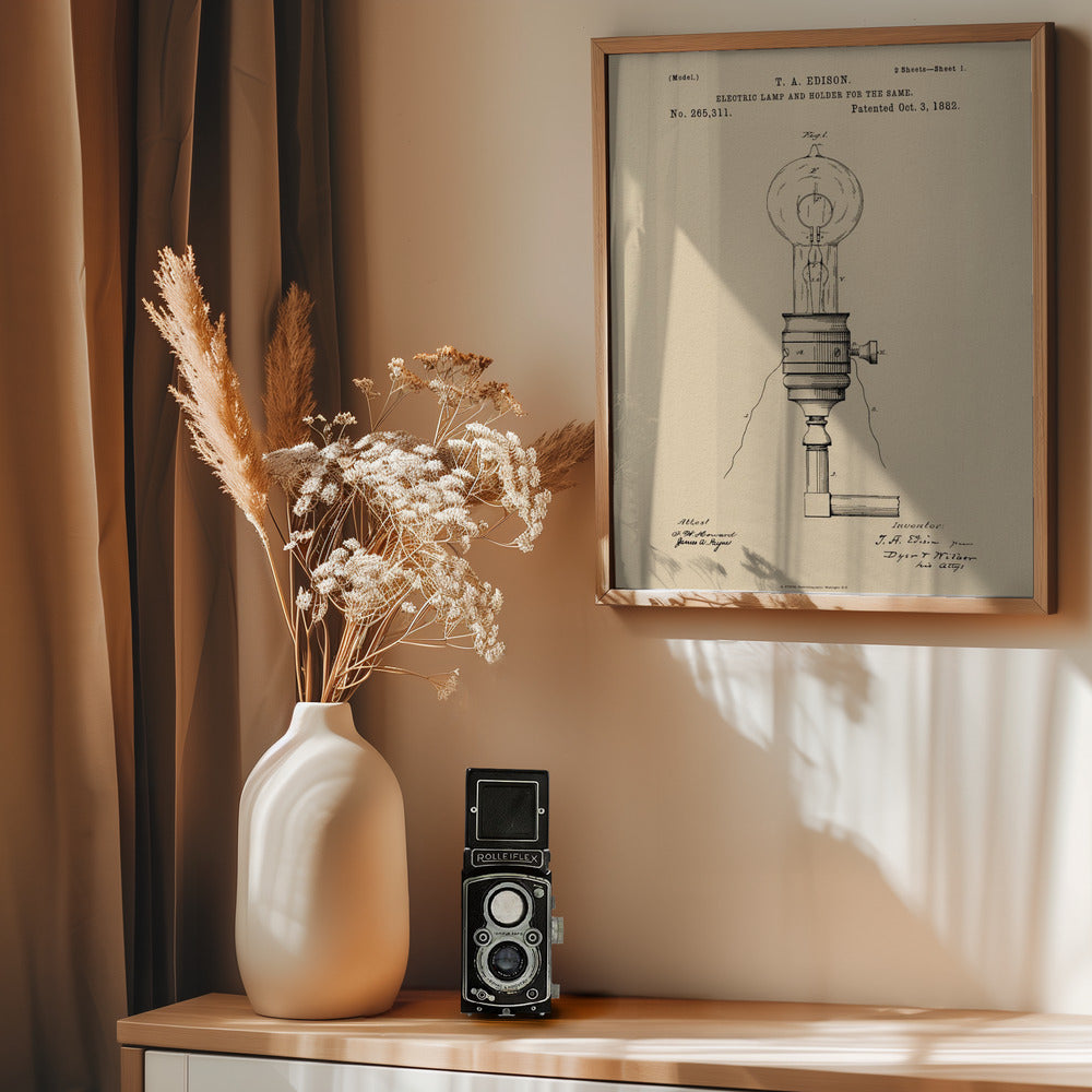 Electric Lamp Patent 1882 - Poster / Art Print - interiör