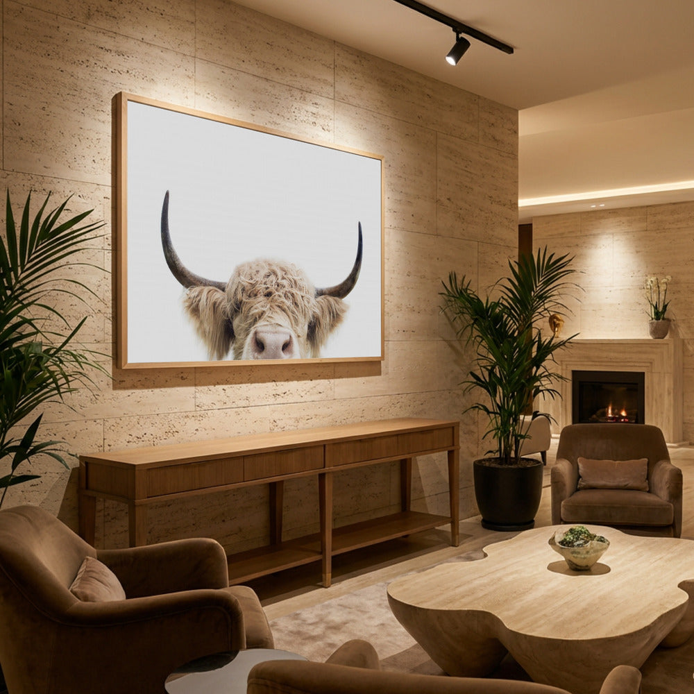 Peeking Cow - Poster / Art Print - interiör