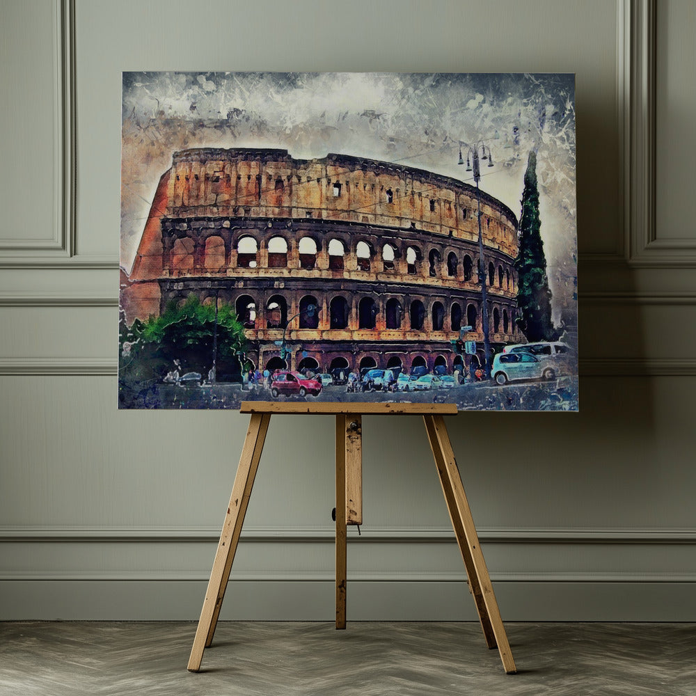 Rome Italy Colosseum Watercolor Art (2) - Poster / Art Print - interiör