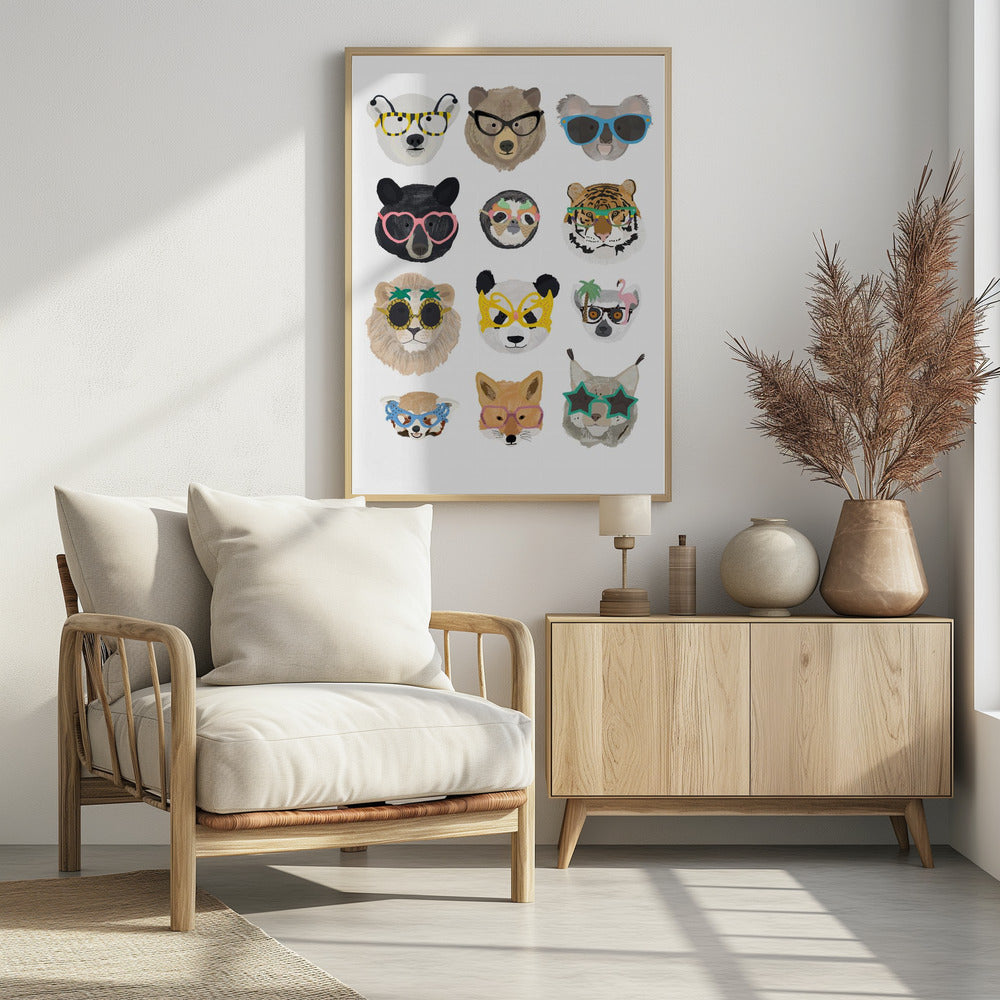 Big Cats in glasses print - Poster / Art Print - interiör