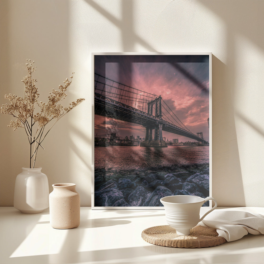 Manhattan Bridge Wide Angle - Poster / Art Print - interiör