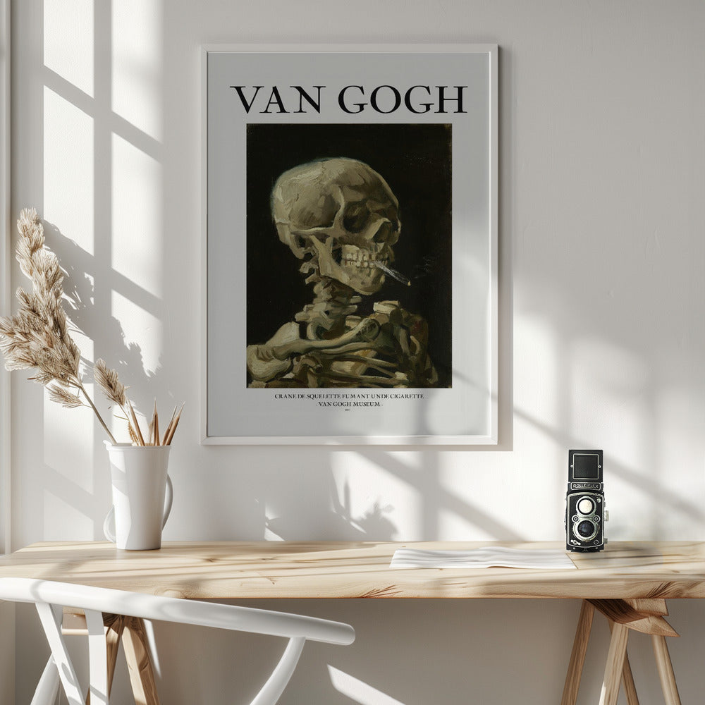 Head of a skeleton with a burning cigarette - Poster / Art Print - interiör