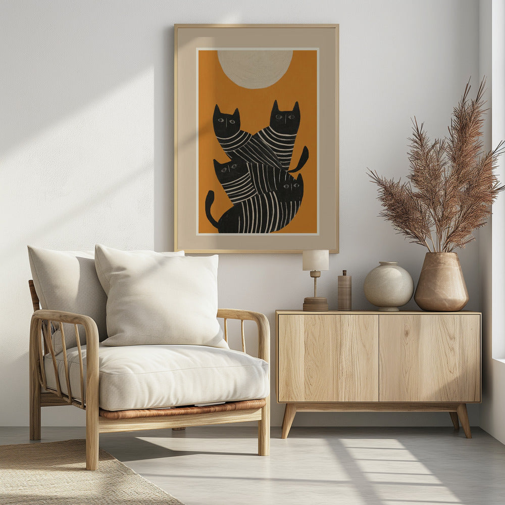 Abstract Black Cats - Poster / Art Print - interiör