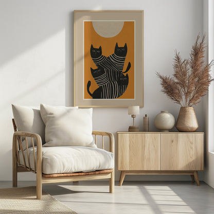 Abstract Black Cats - Poster / Art Print - interiör