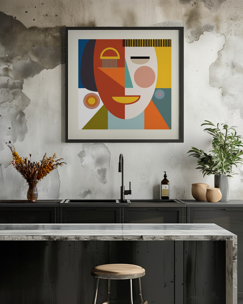 Faces Stripes Minimal Kopie - Poster / Art Print - interiör