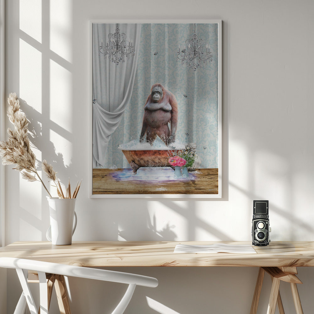 Orangutan & Bubbles - Poster / Art Print - interiör
