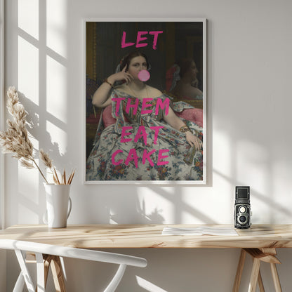 Let Them Eat Cake, Bubble Gum Vintage Portrait - Poster / Art Print - interiör