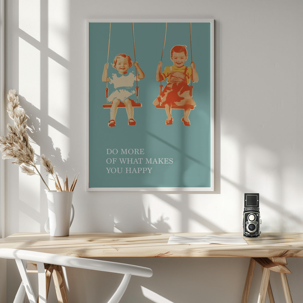 Two Little Girls On Swings - Poster / Art Print - interiör