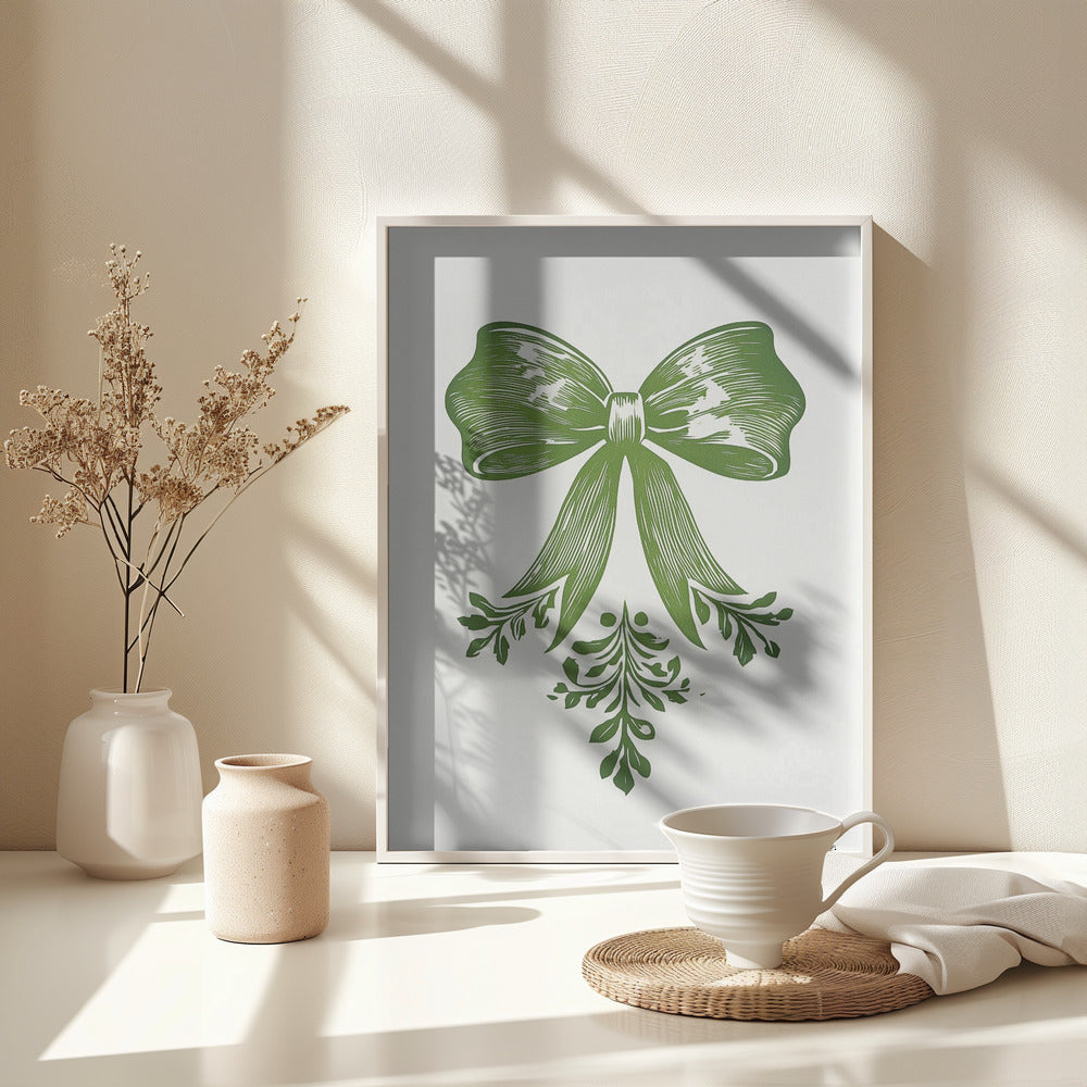Christmas Bow Green - Poster / Art Print - interiör