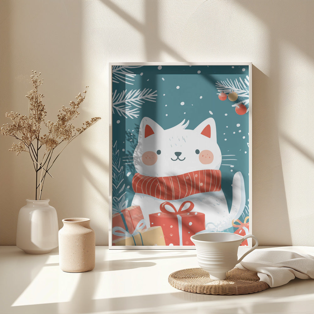 Christmas Cat - Poster / Art Print - interiör