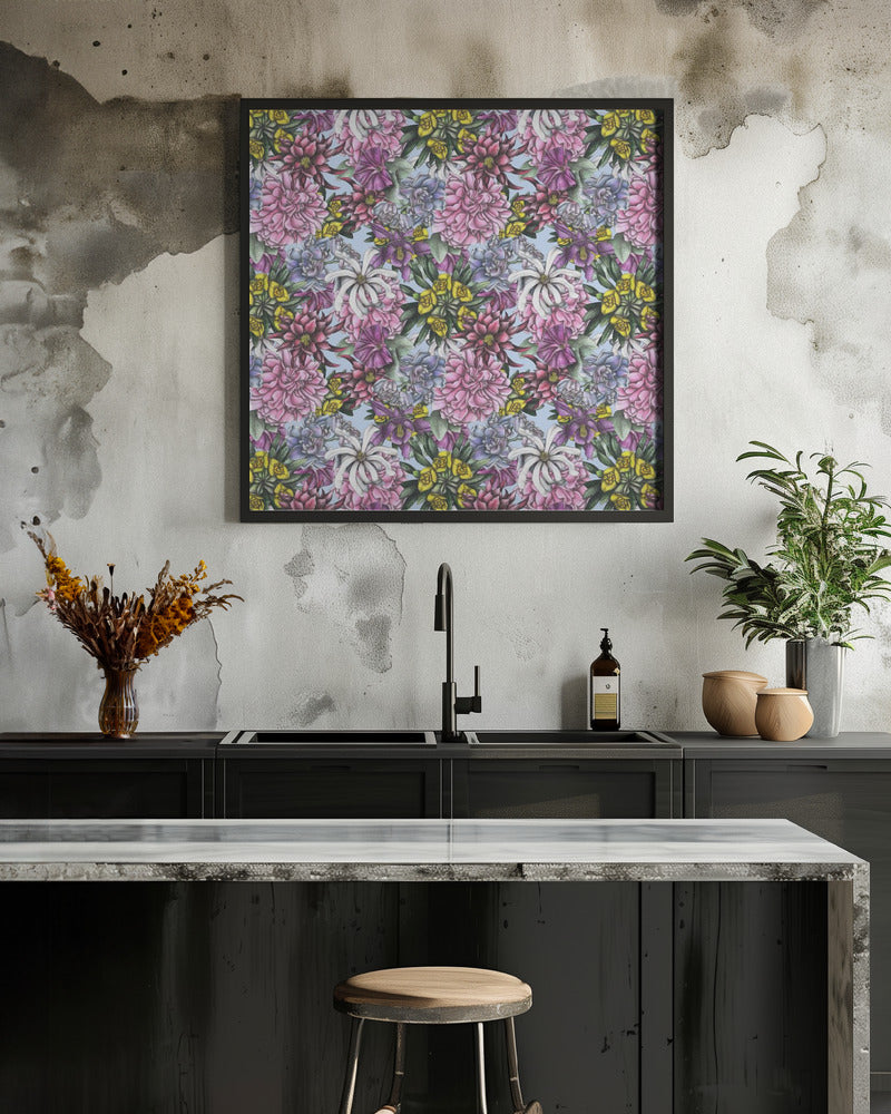 Colorful Flowers with Green Leaves - Poster / Art Print - interiör