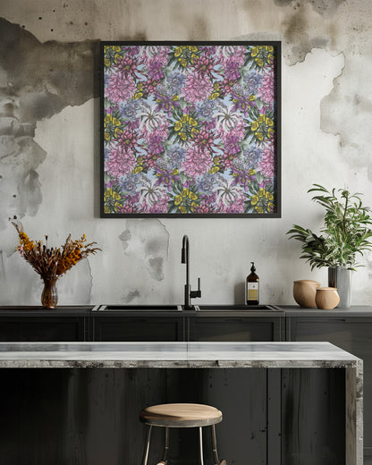 Colorful Flowers with Green Leaves - Poster / Art Print - interiör