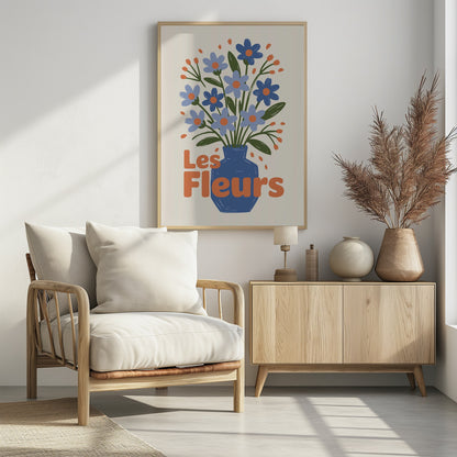 Charming Blue Blooms - Poster / Art Print - interiör