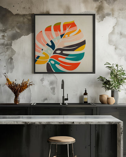 Monstera Leave colorful - Poster / Art Print - interiör
