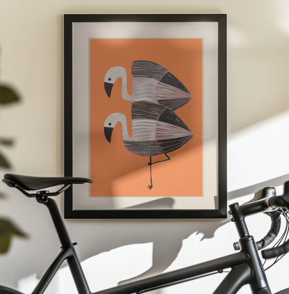 Tangerine Flamingos - Poster / Art Print - interiör