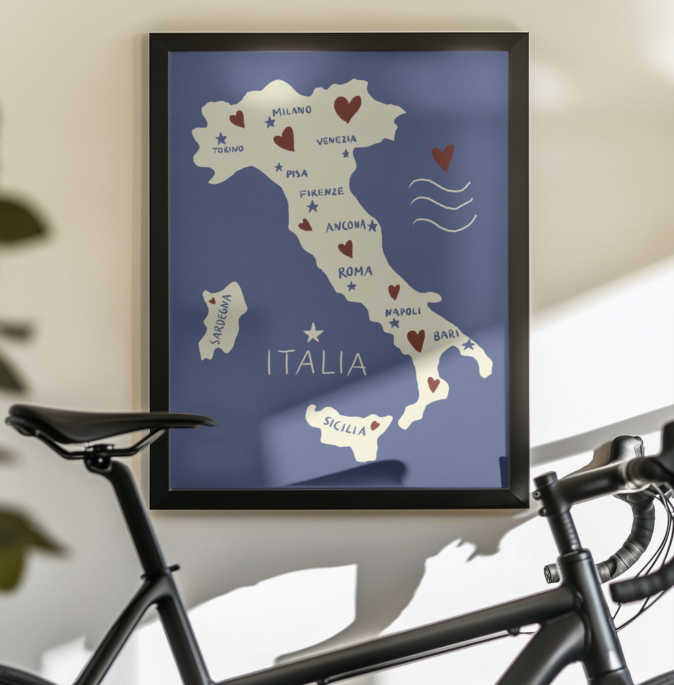 Italiy Map - Poster / Art Print - interiör