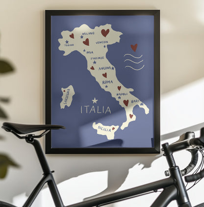 Italiy Map - Poster / Art Print - interiör