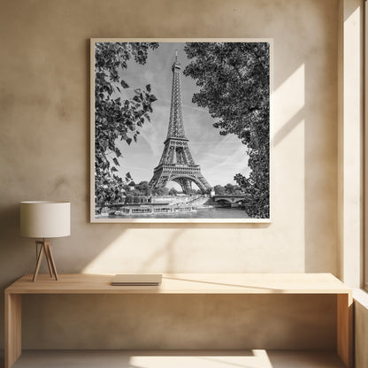PARIS Eiffel Tower & River Seine - Monochrome - Poster / Art Print - interiör
