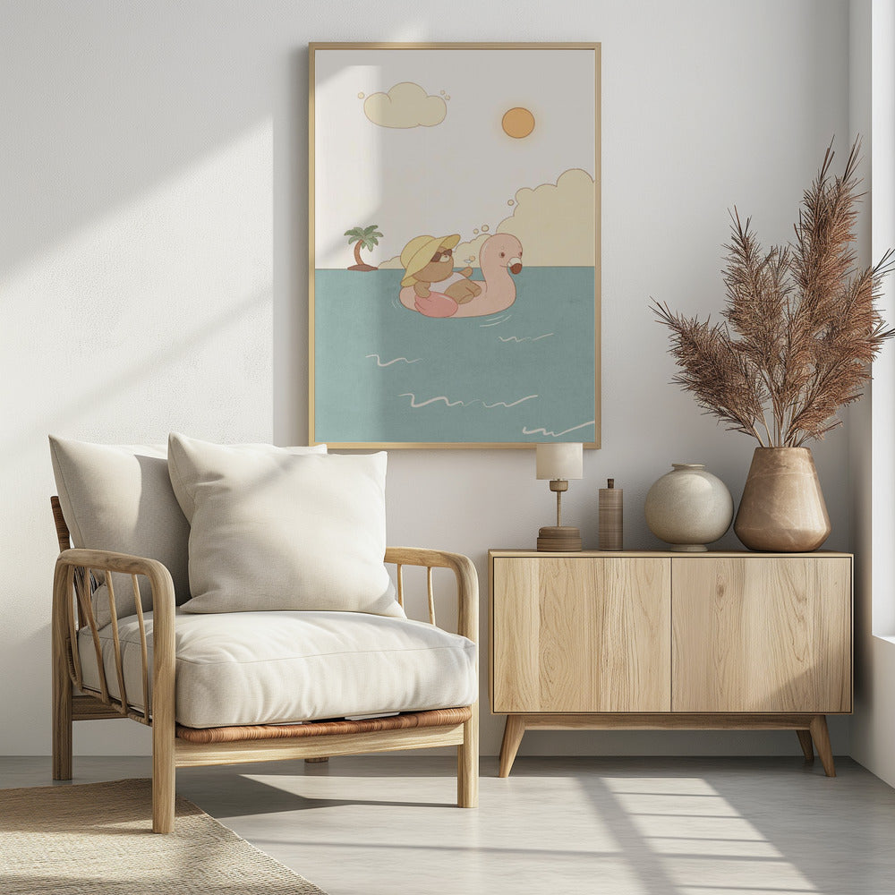 Bear On Summer Beach - Poster / Art Print - interiör