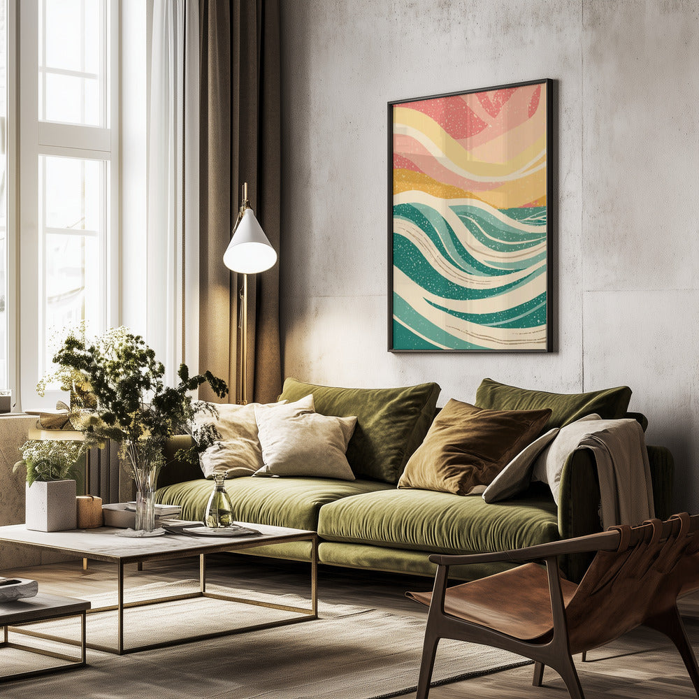 Abstract Sea Waves - Poster / Art Print - interiör