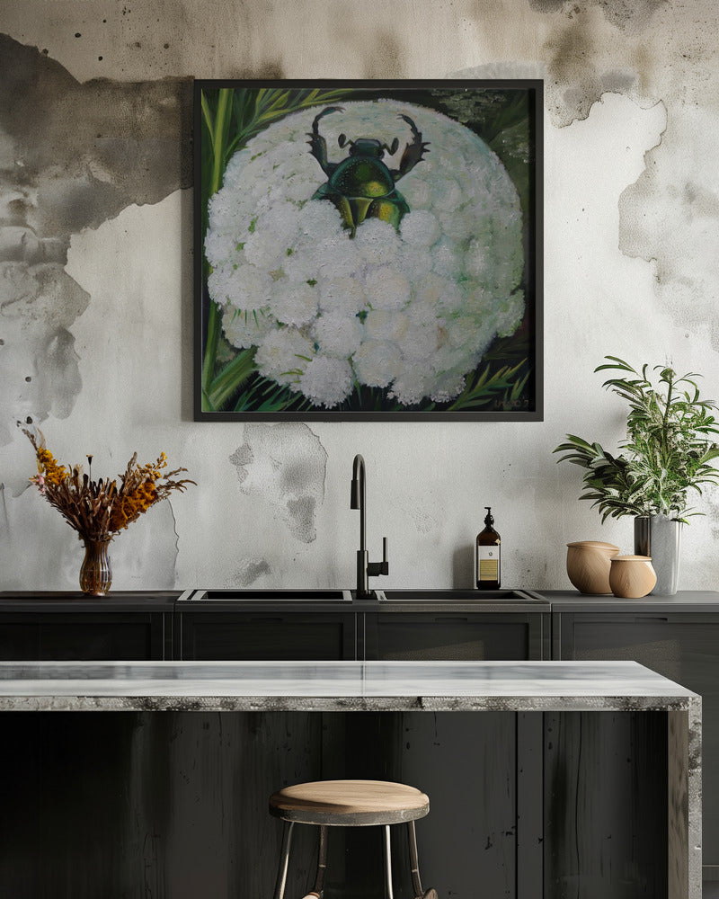Rose Beetle and Wild Carrot - Poster / Art Print - interiör