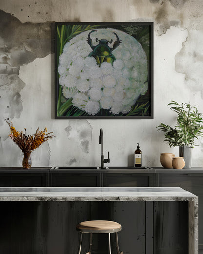 Rose Beetle and Wild Carrot - Poster / Art Print - interiör