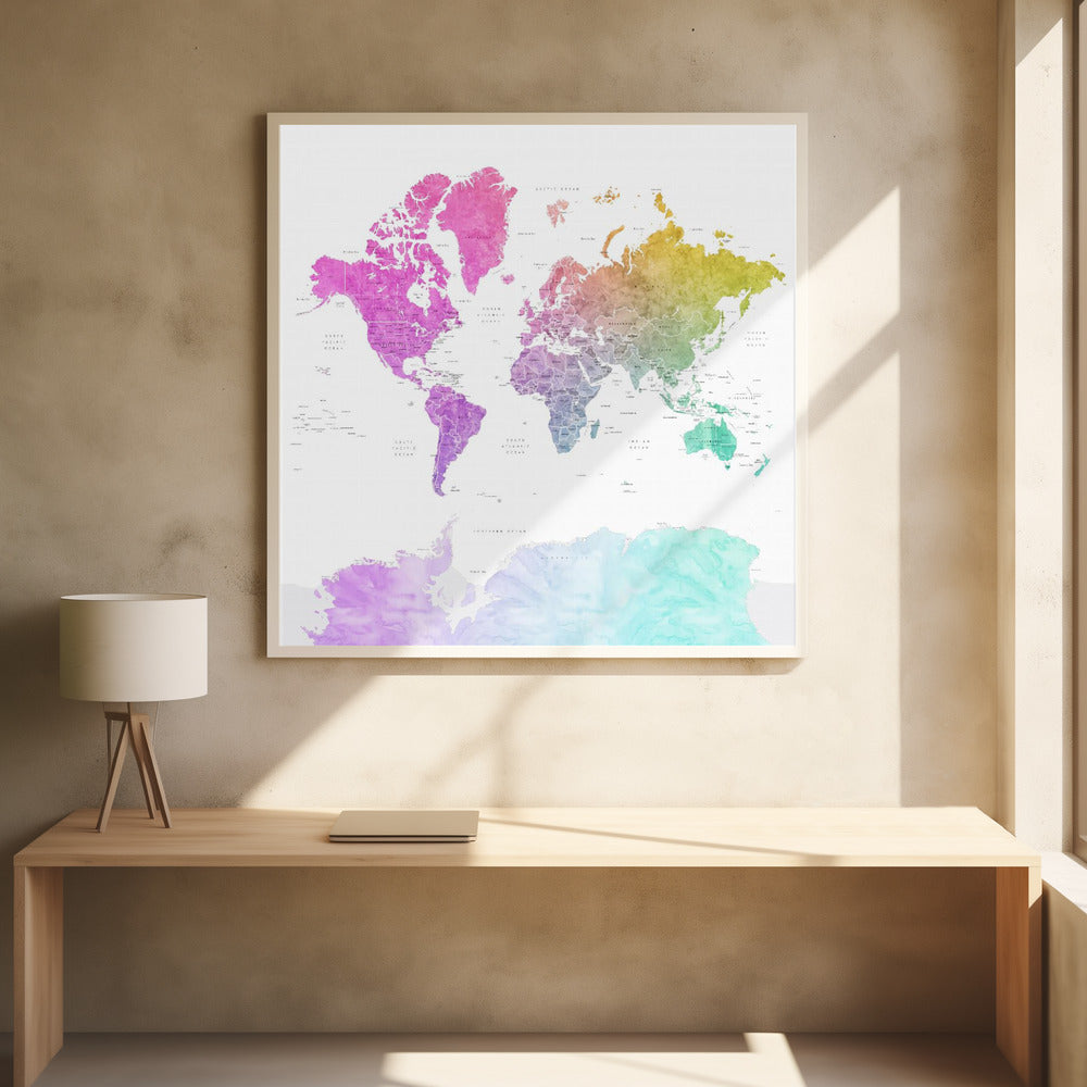 Leo världskarta - Poster / Art Print - interiör