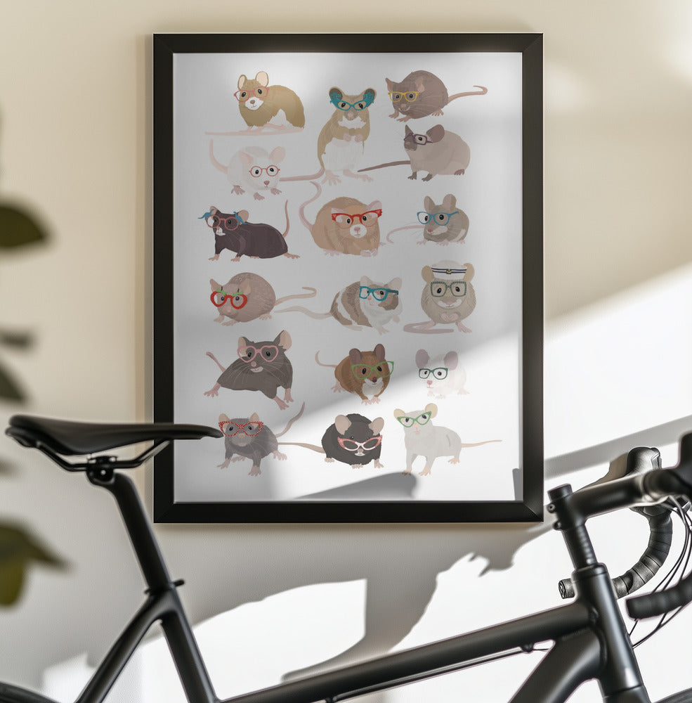 Mice In Glasses - Poster / Art Print - interiör