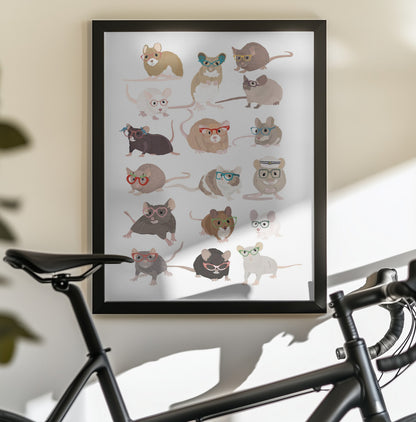 Mice In Glasses - Poster / Art Print - interiör