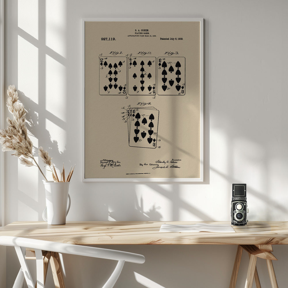 Playing Cards Patent 1909 - Poster / Art Print - interiör