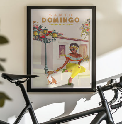 Santo Domingo Dominican Republic Woman & Dog - Poster / Art Print - interiör
