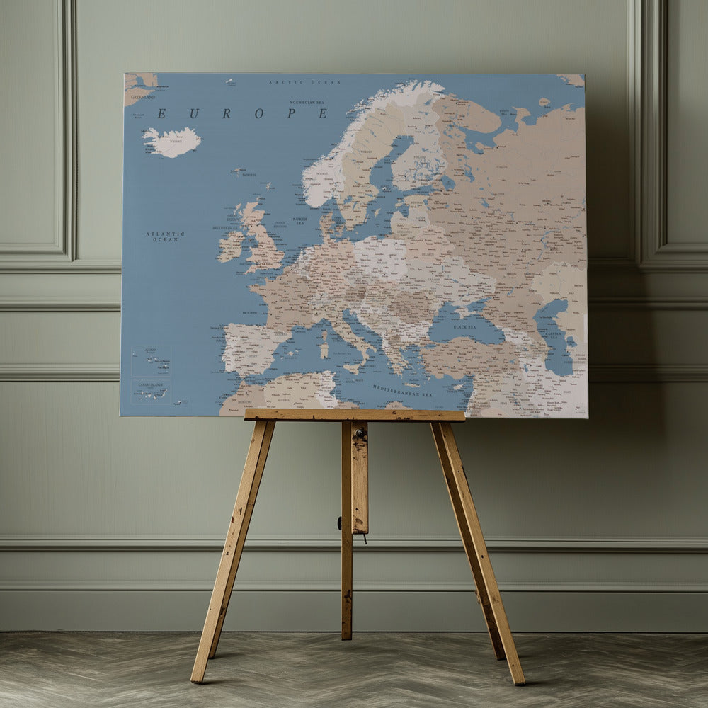 Amias detaljerade Europakarta - Poster / Art Print - interiör