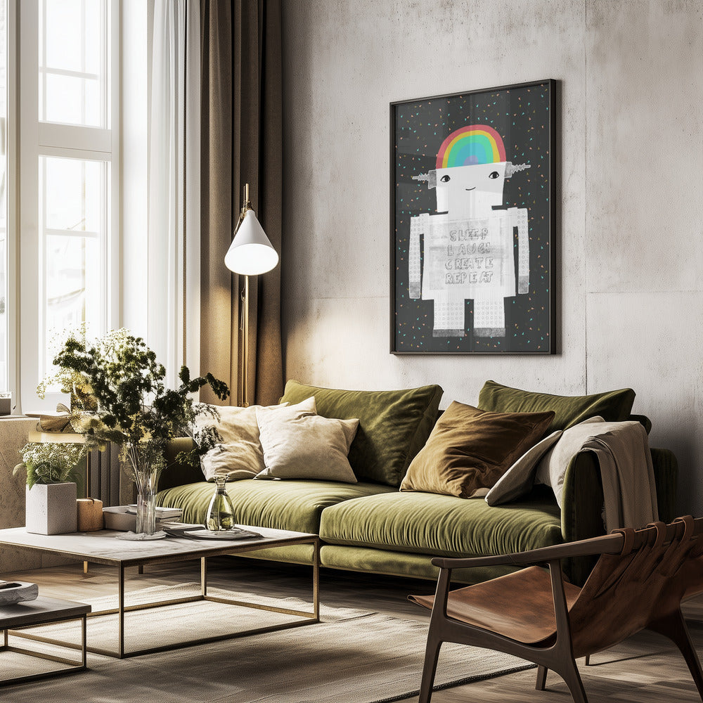 Sleep Laugh Create Repeat - Poster / Art Print - interiör