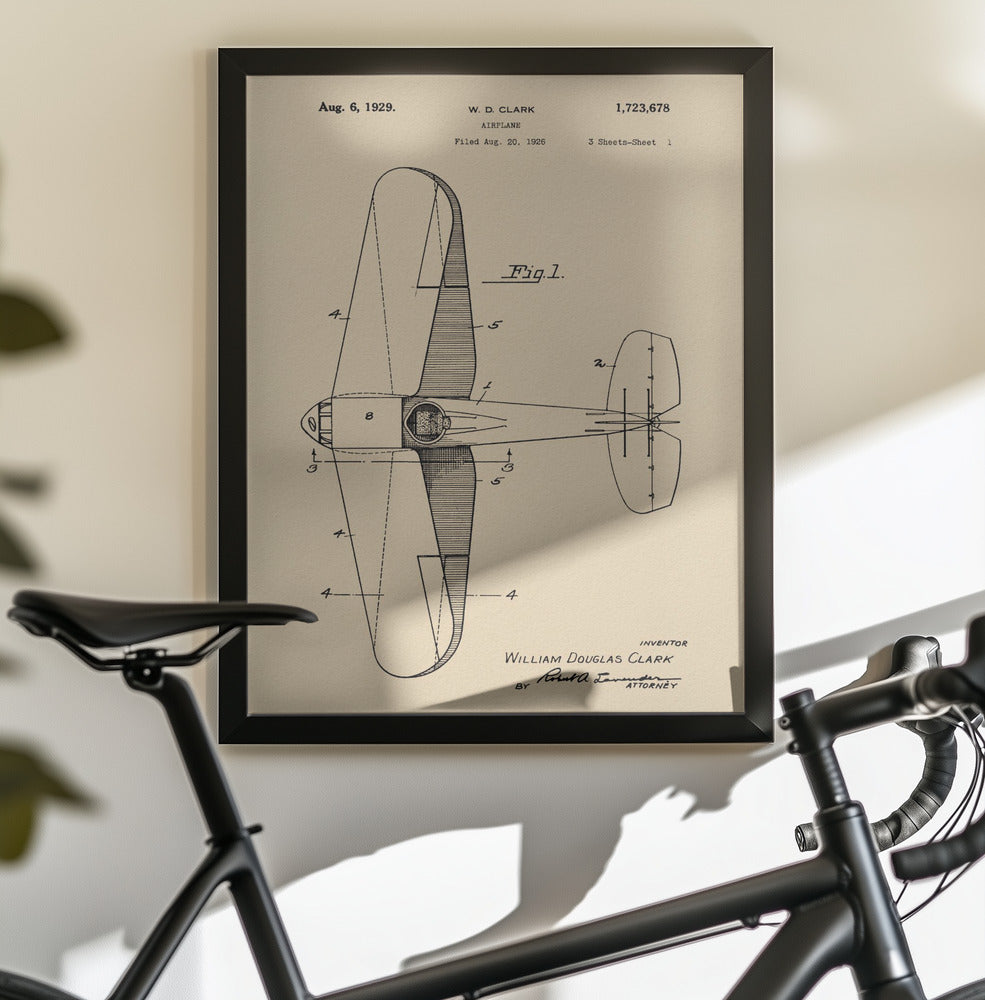 Airplane Patent 1926 - Poster / Art Print - interiör