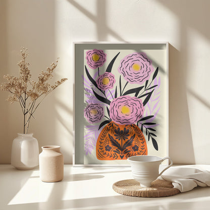 Pink Maxi Flower Vase - Poster / Art Print - interiör