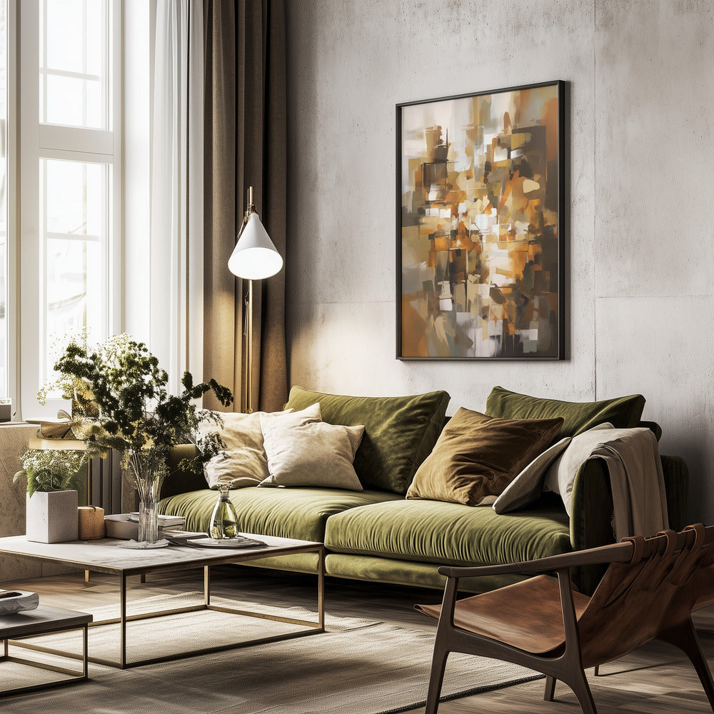 Abstract Patchwork In Earth Tones - Poster / Art Print - interiör