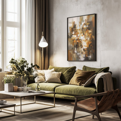 Abstract Patchwork In Earth Tones - Poster / Art Print - interiör